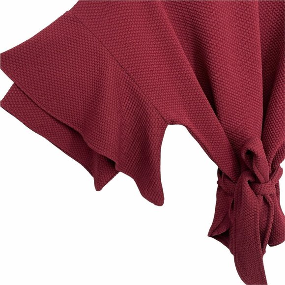 Anthropologie Eva Franco Women's Laszlo Textured Knit Blouse Wine Belted Top - Picture 5 of 8